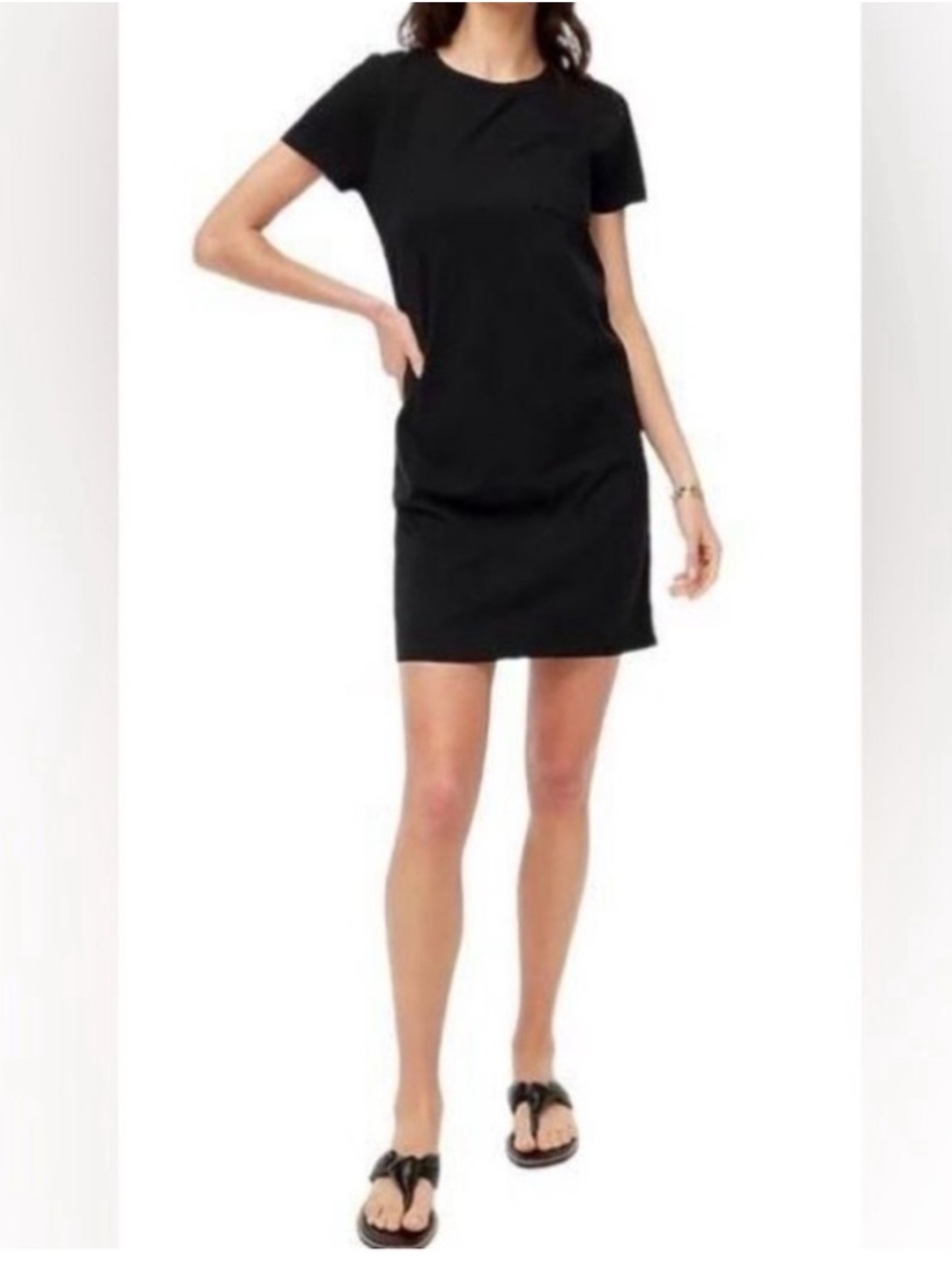 J CREW Black Short Sleeve Cotton T-Shirt Dress Size M